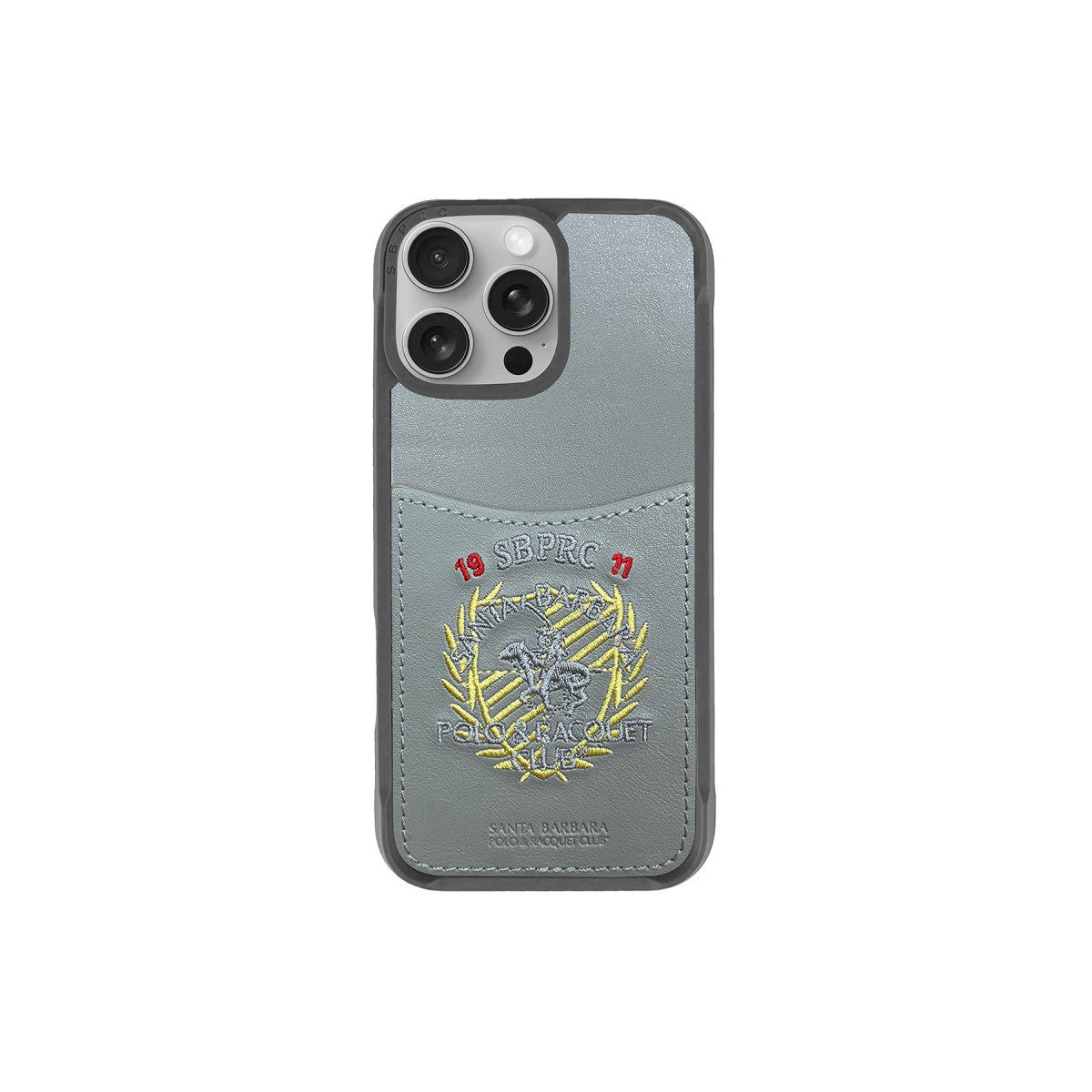 Santa Barbara Polo Racquet Club Apple iPhone 16 Pro Max Abner İçi Süet Nakış Desenli Kartvizitli Kılıf